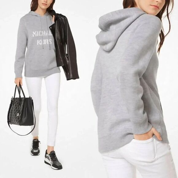 MICHAEL MICHAEL KORS Logo Merino Hoodie S NWOT - Picture 1 of 9
